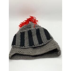 UNBRANDED Gray Crochet Kni Knight Warrior Beanie Hat SZ OS